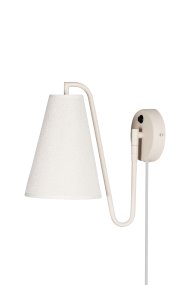 Lou 28cm Beige wandlamp Van Globen Lighting - Lou is een functionele en decoratieve wandlamp met een buisvormig scharnier en een lampenkap van boucl&eacute;-stof.