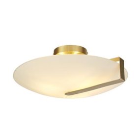 Sundial Ø40 Goud plafondlamp Van Searchlight - Met zijn schijfvormige ontwerp zorgt deze plafondlamp voor een gelijkmatig en aangenaam licht in de hele kamer.