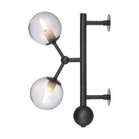 Atom 33cm Zwart wandlamp Van Halo Design - De twee armen aan het frame zijn beweegbaar; U kunt de cups in elke gewenste hoek zetten en zo uw eigen persoonlijke tintje creëren.