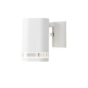 Modena Wit Van Konstsmide - Modena is een stijlvolle gevellamp van wit gelakt aluminium met een elegant detail van transparant acrylglas, wat de lamp een moderne uitstraling geeft.