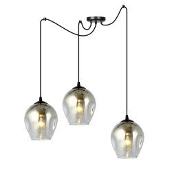 Level 40cm Rookkleurig hanglamp Van Emibig Lighting - De glazen kappen geven de lamp lichtheid en elegantie, en het ruime ontwerp is origineel in zijn eenvoud.
