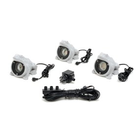 Amalfi Kikkers Grijs Van Konstsmide - De set bestaat uit drie decoratieve kikkers met ge&iuml;ntegreerde ledverlichting die een zachte, warmwitte gloed uitstraalt, perfect voor het cre&euml;ren van een gezellige sfeer in de tuin, bij de vijver of op het terras.