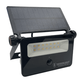 Batterijgevoede schijnwerper met sensor Zwart Van Designlight - Mits het donker is (minder dan 10 lux) en iemand/iets beweegt binnen een straal van 5 meter of dichterbij, schakelt de schijnwerper automatisch in en blijft 30 seconden branden vanaf de laatst geregistreerde beweging.