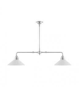 Tegnér Rod Pendant 2x60 Nikkel Van Karlskrona lampfabrik - De kogelkraan wordt vanaf de zijkant in de fitting geplaatst en voorzien van een afstandsplaat.