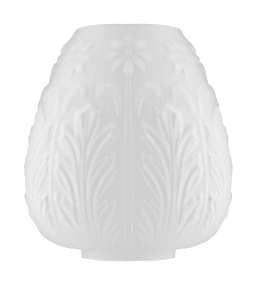 Acanthus Glass Shade 85 Mat wit Van Karlskrona lampfabrik - Klassieke kerosine lampenkap, geblazen in de eigen gietijzeren mal met bladmotief van Karlskrona Lampfabrik.