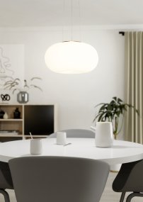 Optica Ø45 Wit Van Eglo - De Optica hanglamp is een moderne en stijlvolle plafondlamp die zorgt voor een zacht en aangenaam licht in de kamer.