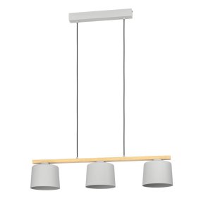 Mariel 90cm Grijs hanglamp Van Eglo - Het minimalistische ontwerp van hout en metaal zorgt ervoor dat het gemakkelijk te integreren is in zowel Scandinavische als moderne interieurs, terwijl het een vleugje natuur toevoegt.