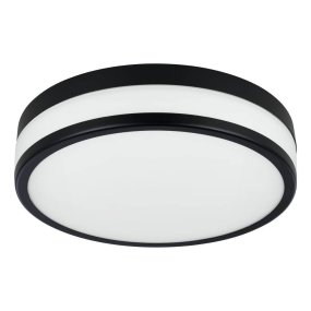 Led Palermo Ø30 Zwart badkamerlamp Van Eglo - De zwarte rand geeft de plafondlamp een elegante en discrete uitstraling en zorgt er tegelijkertijd voor dat er een gelijkmatig en aangenaam licht in de kamer verspreid wordt.