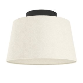 Febres Ø35 Wit Van Eglo - De zwarte plafondbevestiging zorgt voor een stijlvol contrast met de lampenkap en draagt bij aan een moderne uitstraling in de kamer.