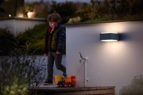 Hedgehog Antraciet buitenlamp Van Philips - De Philips Hedgehog wandlamp in roestvrij staal is stijlvol en robuust aan de muur.