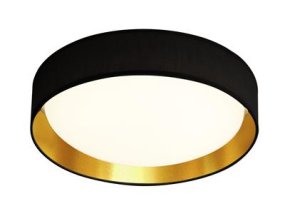 Gianna Ø37 Zwart plafondlamp Van Searchlight - Deze moderne plafondlamp is gemaakt van acryl en wordt aangevuld door een zwarte textielkap met een gouden binnenkant die perfect past in een huis met een klassieke interieurstijl.