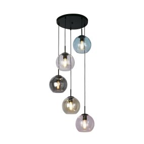 Mardi Gras Ø50 Veelkleurig hanglamp Van Searchlight - De lamp is gemaakt van duurzaam staal en glas met een glanzende afwerking die het licht reflecteert en extra glans geeft.