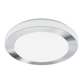 Led Carpi Ø38 Wit badkamerlamp Van Eglo - Deze plafondlamp heeft een eenvoudig en modern design met een ronde vorm en een chromen rand.