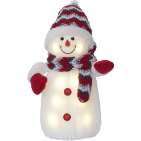 Joylight Sneeuwpop Wit Van Star Trading - Decoratief figuur in de vorm van een gezellige sneeuwpop op batterijen, met ledverlichting.