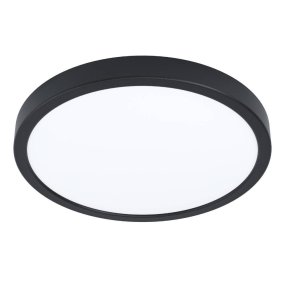 Fueva 5 28cm Zwart badkamerlamp Van Eglo - De ronde vorm en de witte diffuser verspreiden een gelijkmatig en aangenaam licht, ideaal voor het verlichten van zowel kleine als grote ruimtes.
