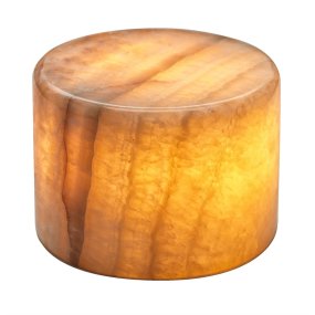 Marble 6cm Beige Van Unison - De tafellamp werkt op 2 AA-batterijen en heeft een timerfunctie met een brandduur van 6 uur en een uitschakelduur van 18 uur.