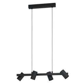 Gatuela 76cm Zwart hanglamp Van Eglo - Deze moderne plafondlamp heeft een stijlvol en minimalistisch design en is voorzien van vier verstelbare spots.
