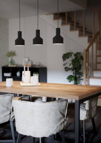 Casibare 85cm Zwart hanglamp Van Eglo - Met zijn strakke en industriële stijl is deze lamp een uitstekende keuze voor iedereen die op zoek is naar een tijdloze en functionele verlichtingsoplossing voor zijn huis.