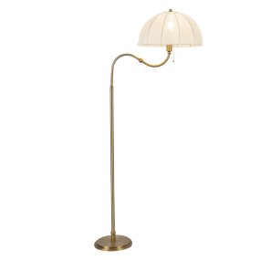 Crosby Geborsteld goud vloerlamp Van Elstead Lighting - Het metalen frame heeft een geborstelde goudkleurige afwerking en een zacht gebogen arm die de lamp een karakteristieke uitstraling geeft.