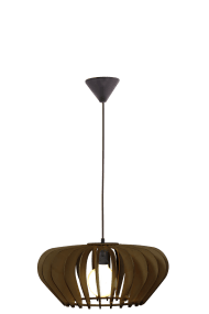 Calyps Ø44 Bruin hanglamp Van Aneta Lighting - De elegante Calyps plafondlamp bestaat uit multiplex lamellen in een zacht afgeronde vorm die een prachtig licht- en schaduweffect creëren.