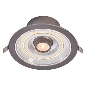 Decor Filament Halo 7W Aluminium Van Ledvance - In de eerste stand brandt het kleine spotje in het midden, in de tweede stand brandt alleen de cirkel eromheen en in de derde stand branden ze allebei tegelijk.