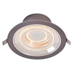 Decor Filament Echo 7W Aluminium Van Ledvance - In de eerste positie licht de kleinere cirkel in het midden op, in de tweede positie licht de buitenste cirkel op en in de derde positie lichten ze allebei tegelijkertijd op.