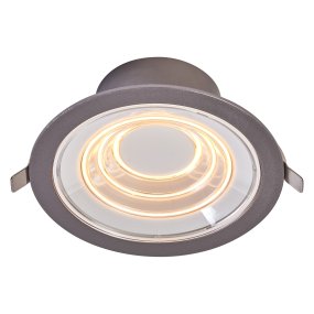 Decor Filament Ripple 9W Aluminium Van Ledvance - In de eerste positie licht de kleine cirkel in het midden op, in de tweede positie licht de tweede cirkel op, in de derde positie licht de derde buitenste cirkel op en in de vierde positie lichten alle drie de cirkels tegelijkertijd op.