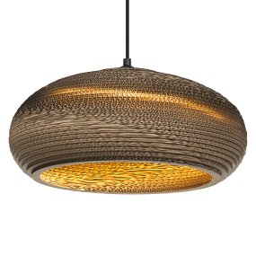 Cardboard drop Ø40 Bruin hanglamp Van Ledvance - De lampenkap, die uit meerdere lagen karton bestaat, creëert een prachtig lichtspel in de kamer wanneer deze brandt en draagt bij aan een warme en natuurlijke sfeer.