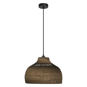 Cardboard Hat Ø36 Bruin hanglamp Van Ledvance - De lampenkap, die uit meerdere lagen karton bestaat, creëert een prachtig lichtspel in de kamer wanneer deze brandt en draagt bij aan een warme en natuurlijke sfeer.
