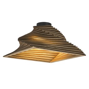 Cardboard Turn 40cm Bruin plafondlamp Van Ledvance - De lampenkap, die uit meerdere lagen karton bestaat, creëert een prachtig lichtspel in de kamer wanneer deze brandt en draagt bij aan een warme en natuurlijke sfeer.