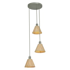 Raffia Ø43 Natuur hanglamp Van Ledvance - De lampenkappen van raffiapalmen in combinatie met het groene metaal geven de kamer een warme en natuurlijke sfeer.
