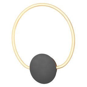 Aura Ø37 Zwart Van Ledvance - Lampan har tv&aring; olika belysningspunkter med integrerad LED, en bakom v&auml;ggplattan och cirkeln.