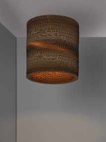 Cardboard Cylinder Ø25 Bruin plafondlamp Van Ledvance - De lampenkap, die uit meerdere lagen karton bestaat, creëert een prachtig lichtspel in de kamer wanneer deze brandt en draagt bij aan een warme en natuurlijke sfeer.