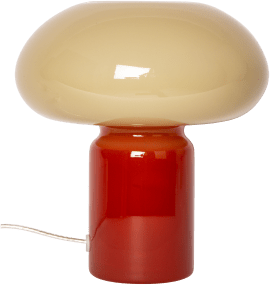 Glas 23cm Rood/beige tafellamp Van Eja - Het zachte licht zorgt voor een aangename sfeer in de kamer en maakt de lamp een perfecte blikvanger op een bijzettafel, vensterbank of nachtkastje.