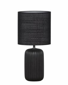 Palizzo 33cm Zwart tafellamp Van Nordic Lighting - De Palizzo tafellamp in zwart heeft een stijlvolle keramische voet met elegante groeven en een bijpassende linnen kap.