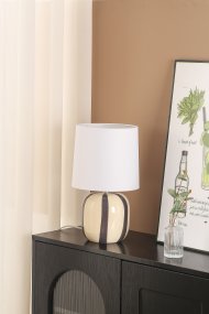 Pholca 38cm Wit/grijs tafellamp Van Nordic Lighting - Wordt geleverd met een transparant snoer van 1,8 m, een aan/uit-schakelaar en een stekker.