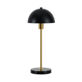 Dito 47cm Zwart tafellamp Van Nordic Lighting - De zwarte kap en marmeren voet zorgen voor een verfijnde uitstraling, terwijl de stang met glanzende gouden afwerking een warme en luxueuze sfeer toevoegt.