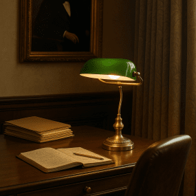 Boa 40cm Antiek messing bureaulamp Van Lampan - De Boa tafellamp is een tijdloze klassieker in vintage design, gemaakt van metaal en glas.