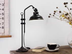 New Haven 50cm Zwart tafellamp Van Cottex - De New Haven tafellamp in metaal met een zwarte antieke afwerking is een prachtige lamp met een industrieel design.
