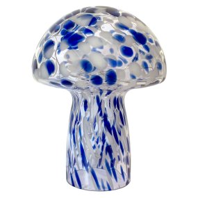 Mushroom 23cm Blauw tafellamp Van Pixie Design - De paddenstoellamp van Pixie Design heeft een prachtig design met een gemarmerd oppervlak in blauw.