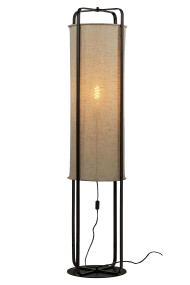 Ronda Natuur vloerlamp Van Aneta Lighting - Ronda is een moderne staande lamp met een zwart metalen frame en een natuurlijke beige stof van linnenachtige kwaliteit.