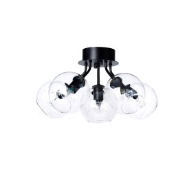 Tage Ø50 Zwart plafondlamp Van CO Bankeryd - Tage plafond is met zijn 6 glazen kappen geschikt voor zowel de woonkamer als de slaapkamer, waar het een sfeervol algemeen licht in de kamer verspreidt en tegelijkertijd een Scandinavische sfeer aan het interieur toevoegt.