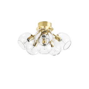 Tage Ø50 Messing plafondlamp Van CO Bankeryd - Tage plafond is met zijn 6 glazen kappen geschikt voor zowel de woonkamer als de slaapkamer, waar het een sfeervol algemeen licht in de kamer verspreidt en tegelijkertijd een Scandinavische sfeer aan het interieur toevoegt.