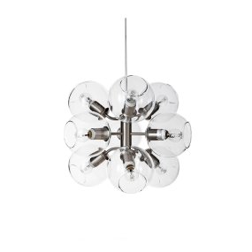 Tage 50 Ø45 Nikkel hanglamp Van CO Bankeryd - De lamp is geschikt om hoger aan het plafond van de woonkamer te hangen, in de slaapkamer voor een zachte algemene verlichting of boven de eettafel waar hij een rol speelt en een expressieve blikvanger wordt.