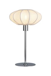 Mamsell 37cm Chroom tafellamp Van Aneta Lighting - De Mamsell tafellamp is bekleed met fijn geplooide stretchstof die zorgt voor een aangenaam, licht gedempt licht.