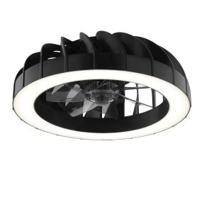 Fanora Ø46 Zwart Van Brilliant - In de zomer zorgt de ventilator voor verkoelende luchtcirculatie, terwijl de omgekeerde functie in de winter helpt om de warme lucht gelijkmatig door de kamer te verdelen en kan bijdragen aan een lager energieverbruik.