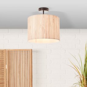 Wimea Ø30 Natuur plafondlamp Van Brilliant - Hij past zowel in de woonkamer als in de slaapkamer en vormt een natuurlijke blikvanger in de kamer.