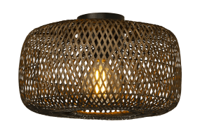 Savanna Ø40 Natuur plafondlamp Van Aneta Lighting - De gevlochten rotan kap zorgt voor een warm en uitnodigend licht in de kamer en creëert een ontspannen en comfortabele sfeer.