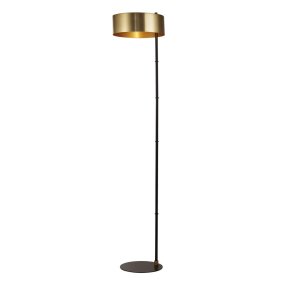 Knox Goud vloerlamp Van Searchlight - De goudkleurige kap zorgt voor een warme en exclusieve uitstraling, terwijl de kantelhoek van 6 graden van de lamp bijdraagt aan een interessante en stijlvolle vorm.
