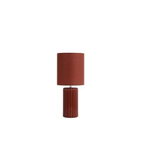 Groove 50cm Oranje tafellamp Van Searchlight - De lampenvoet heeft een zacht afgeronde vorm in een dieporanje tint die een harmonieuze en verfijnde sfeer in de kamer creëert.